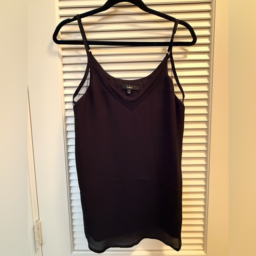 Lulus Black Tank Top with mesh V - Size Medium